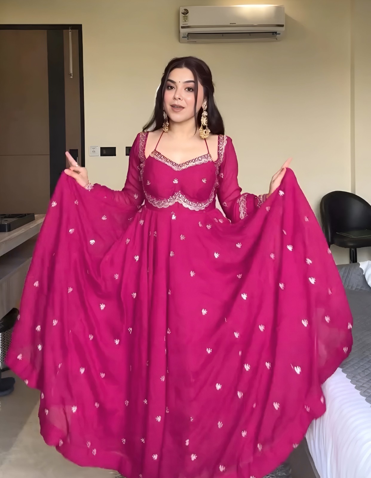Pink color embroidered 3-Piece Suit Set for Women | Stylish Kurta