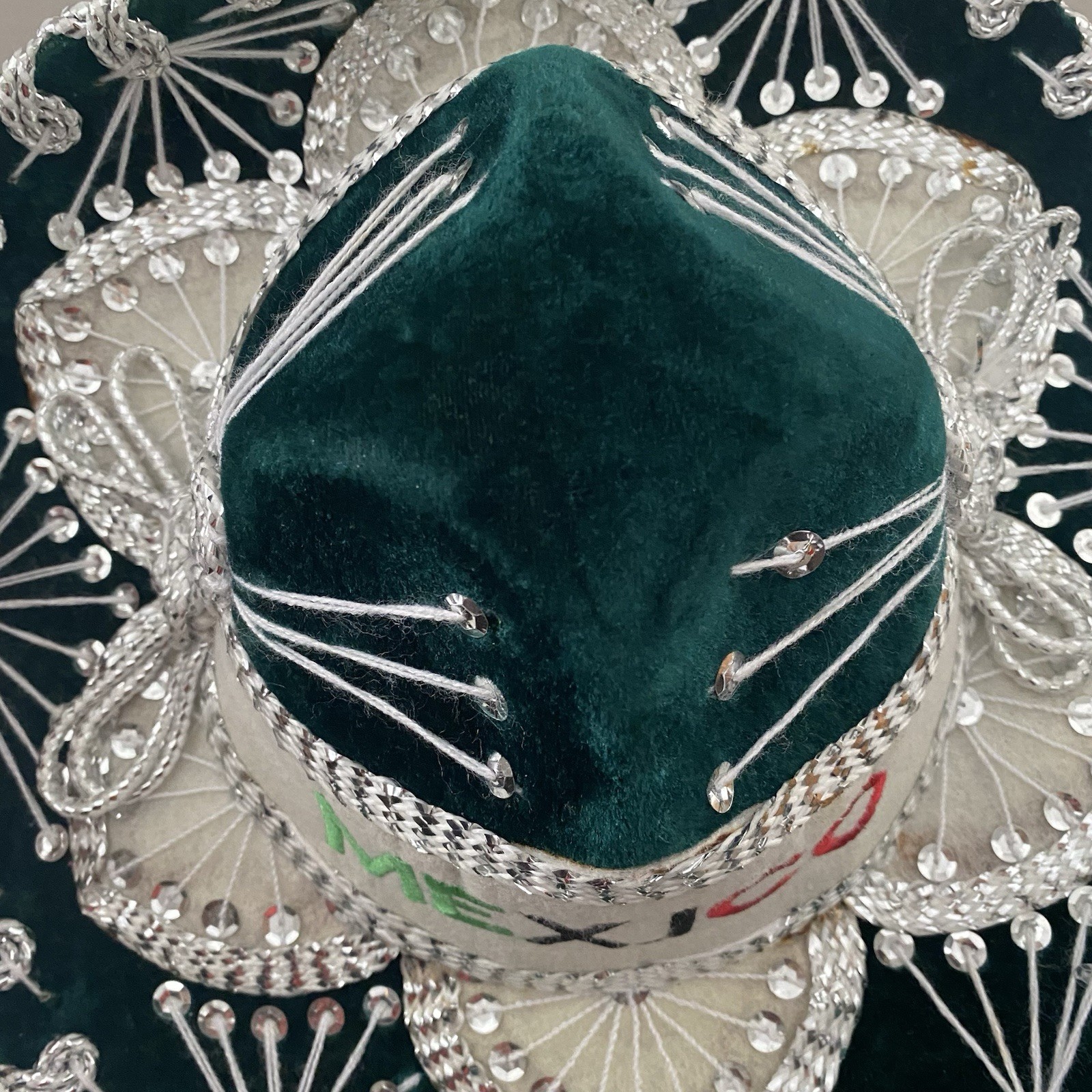 Pigalle Sombrero Charro Green Velvet Silver Embroidery Unisex Children Size P