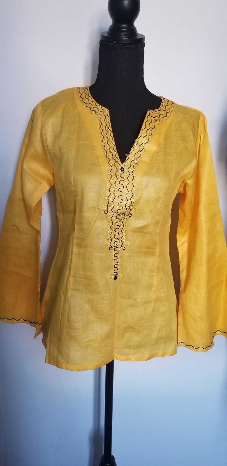 Yellow Gold Dashiki Top With Embroidery