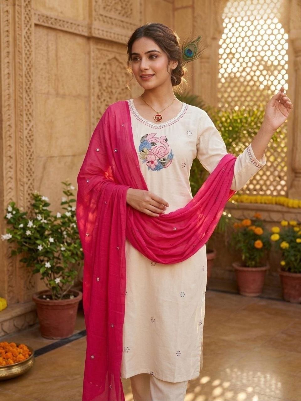 Indian Bollywood Women’s Kurti Pure Khadi Cotton Set Designer Kurta Suit Dress