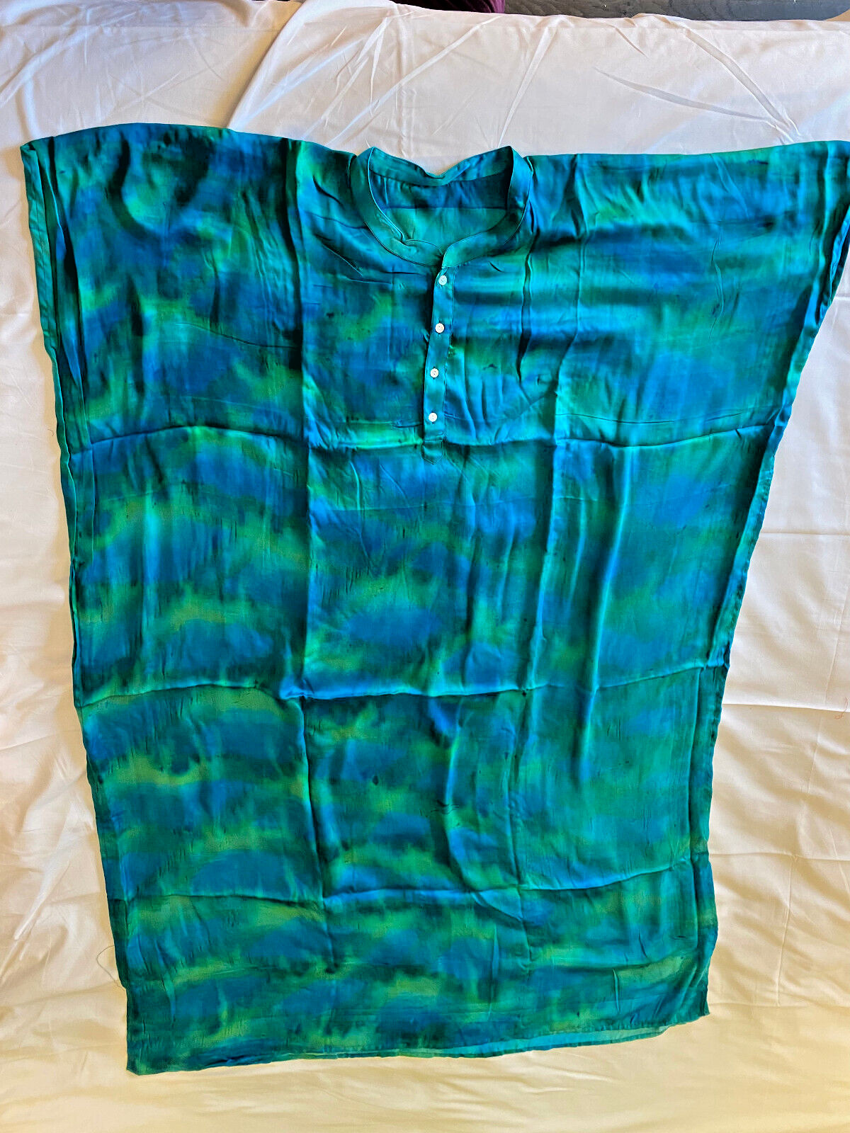 Kaftan Tie Dye Green Blue Green Women’s Men’s Unisex New Silk Light Weight NEW