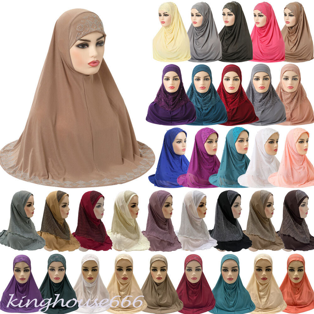 Pull On Instant Scarf Women Muslim Hijab Turban Prayer Shawl Head Wrap Islamic
