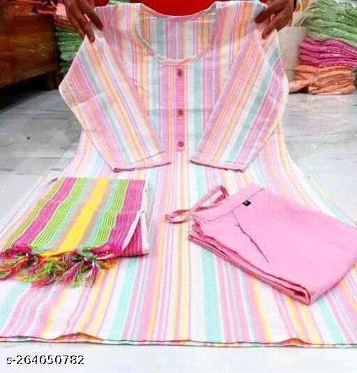Indian Beautiful traditional Khadi Cotton Suit With Dupatta And Bottomwear