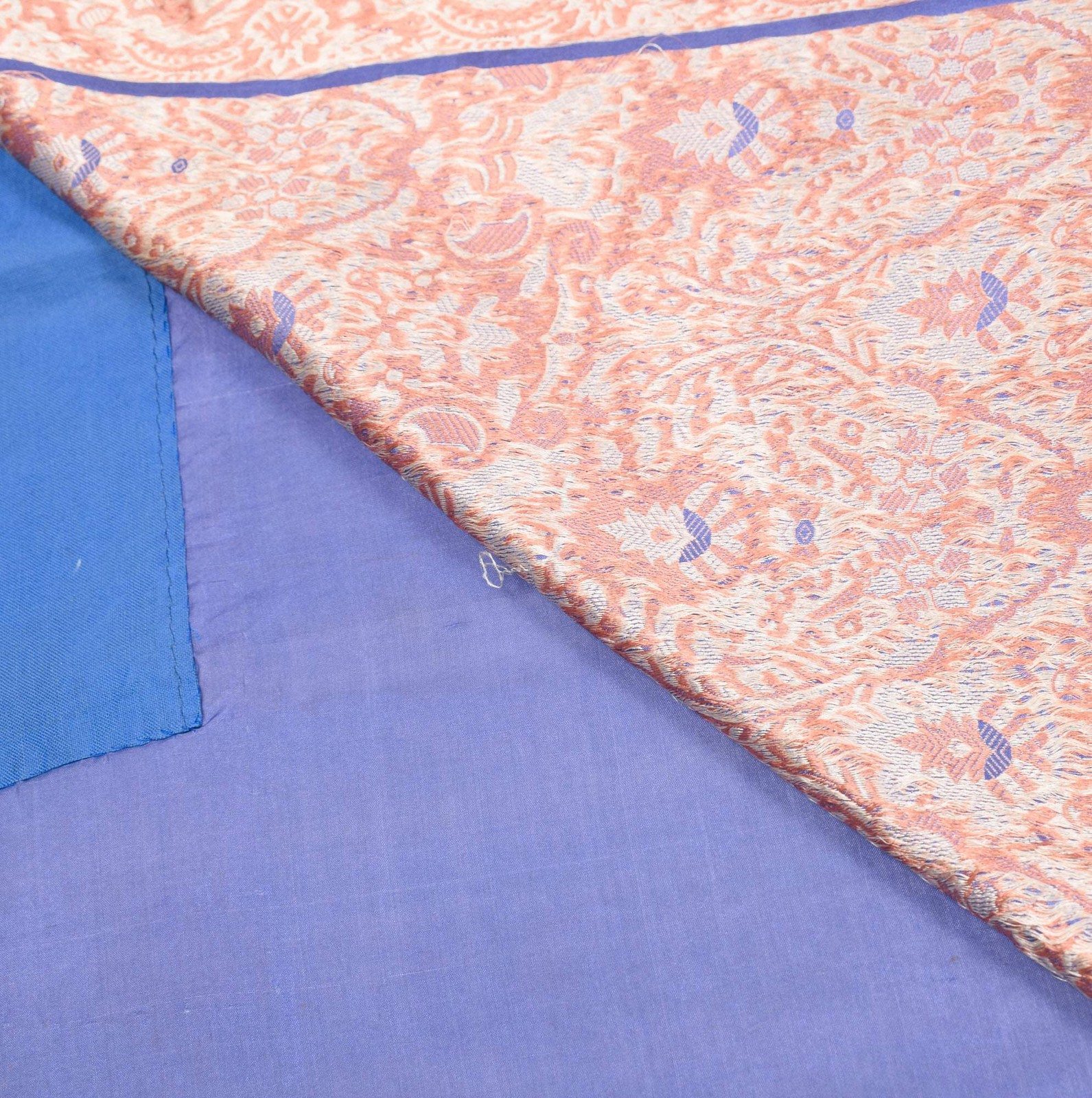 Sushila Vintage Blue Saree Resham Woven Pure Silk Sari 6YD Soft Craft Fabric