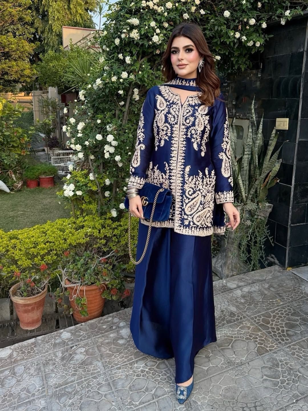 INDIAN PAKISTANI BEAUTIFUL DESIGNER ETHNIC PARTY WEAR PALAZZO SUIT WITH DUPATTA
