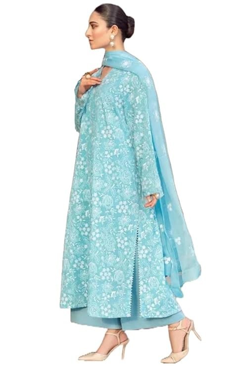 Women’s Rayon Blend Printed Straight Kurta with Palazzo & Dupatta