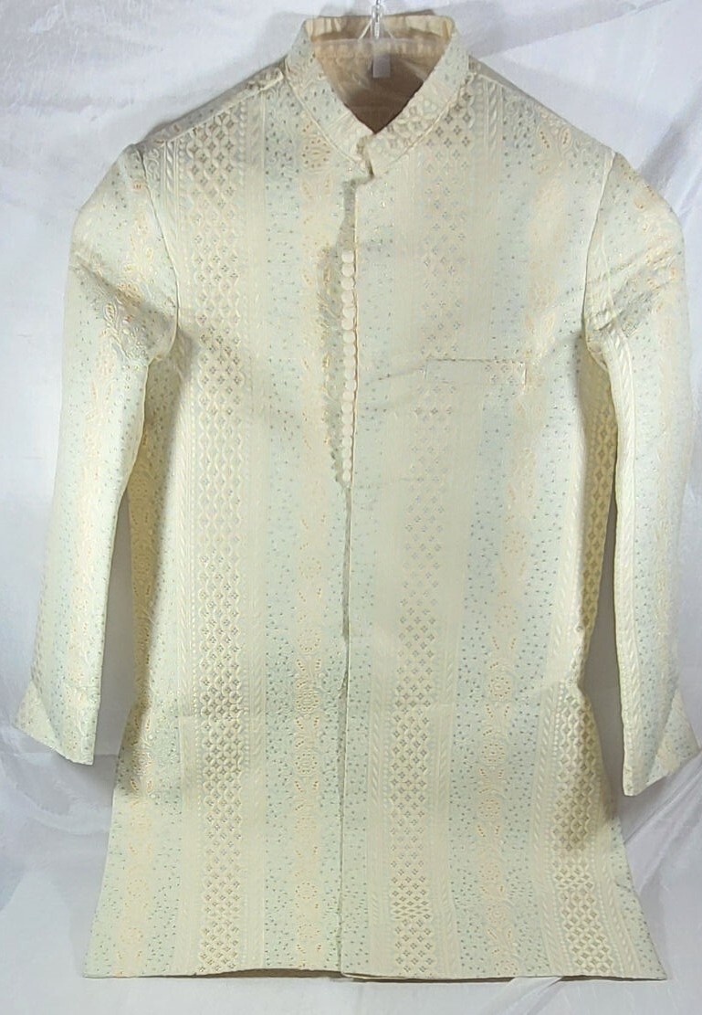 Kids Boys Damask Embroidered Tapestry Kurta Top Shirt – Cream – Choose Size