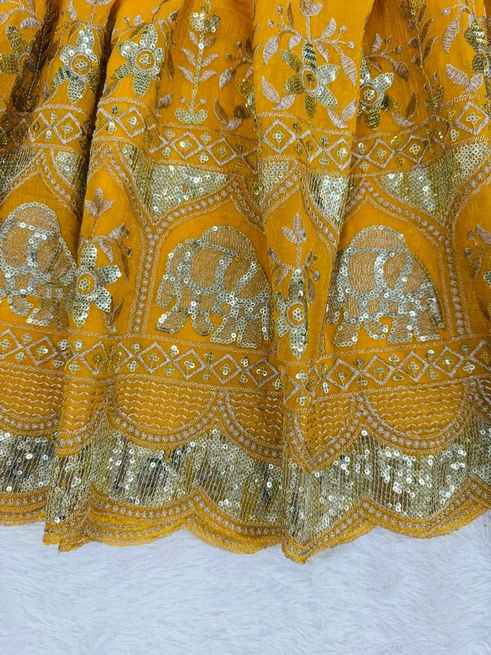 New Attractive Crunchy Silk Gown Bottom With Dupatta For Wedding Wear