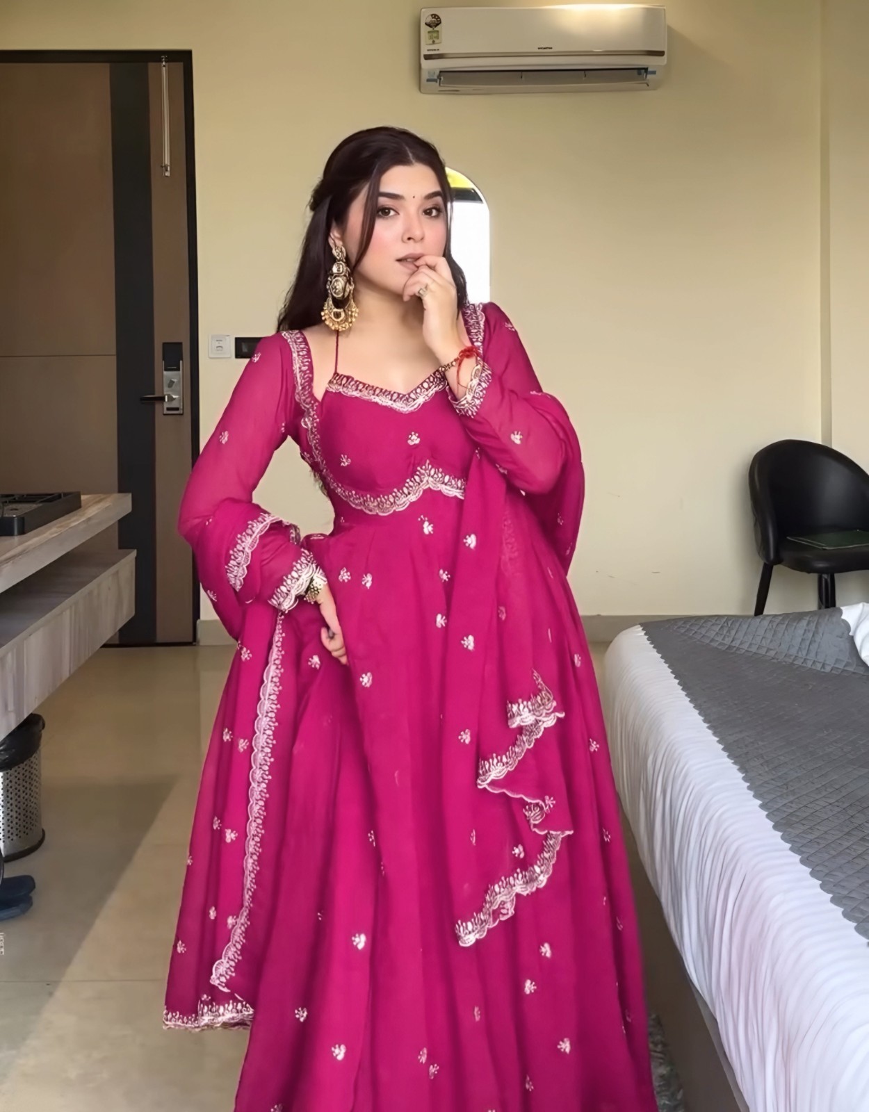 Pink color embroidered 3-Piece Suit Set for Women | Stylish Kurta