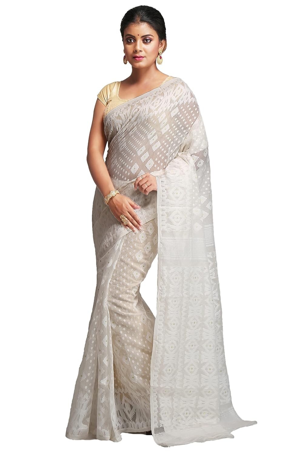 Exclusive Women’s Cotton Silk Dhakai Allover Soft Jamdani Saree