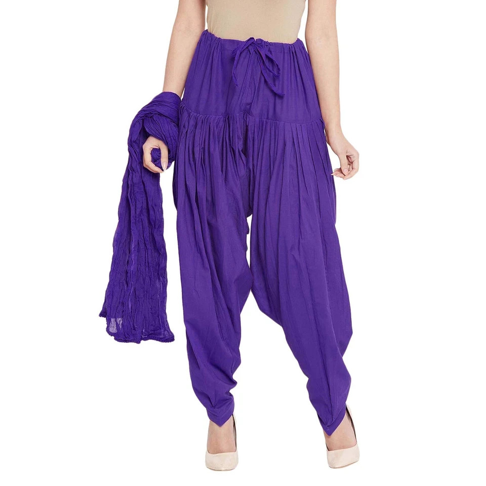 Women’s Cotton Salwar and Chiffon Dupatta set Traditional Dress Purple Color