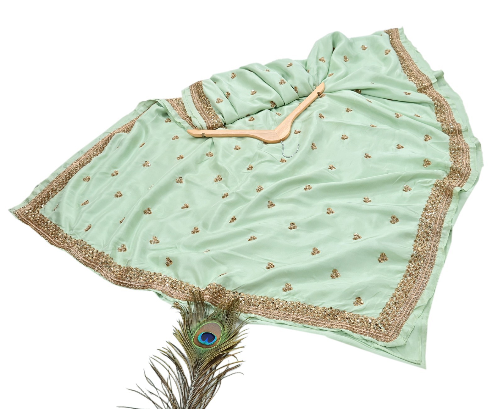Rare Vintage Pista Green Pure Silk Saree Hand Embroidered Designer Sabyasachi