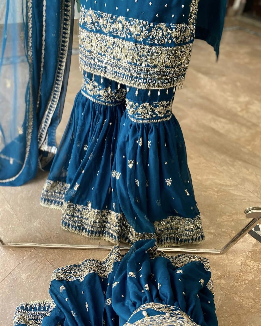 PUNJABI SHARARA PLAZZO KURTI PLAZZO SALWAR KAMEEZ SUIT WOMEN READY MADE DESIGNER