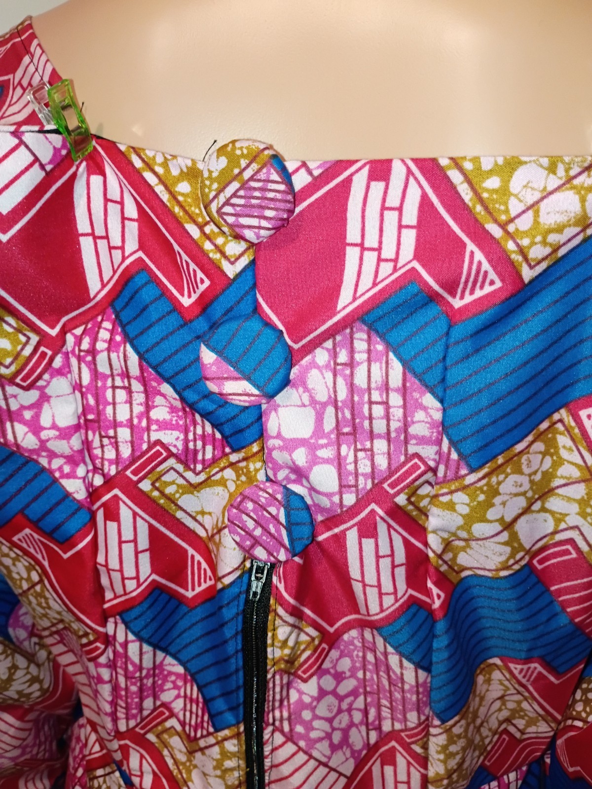African Print Kaftan Dress for Women Pink Blue Gold Red Traditional Pattern