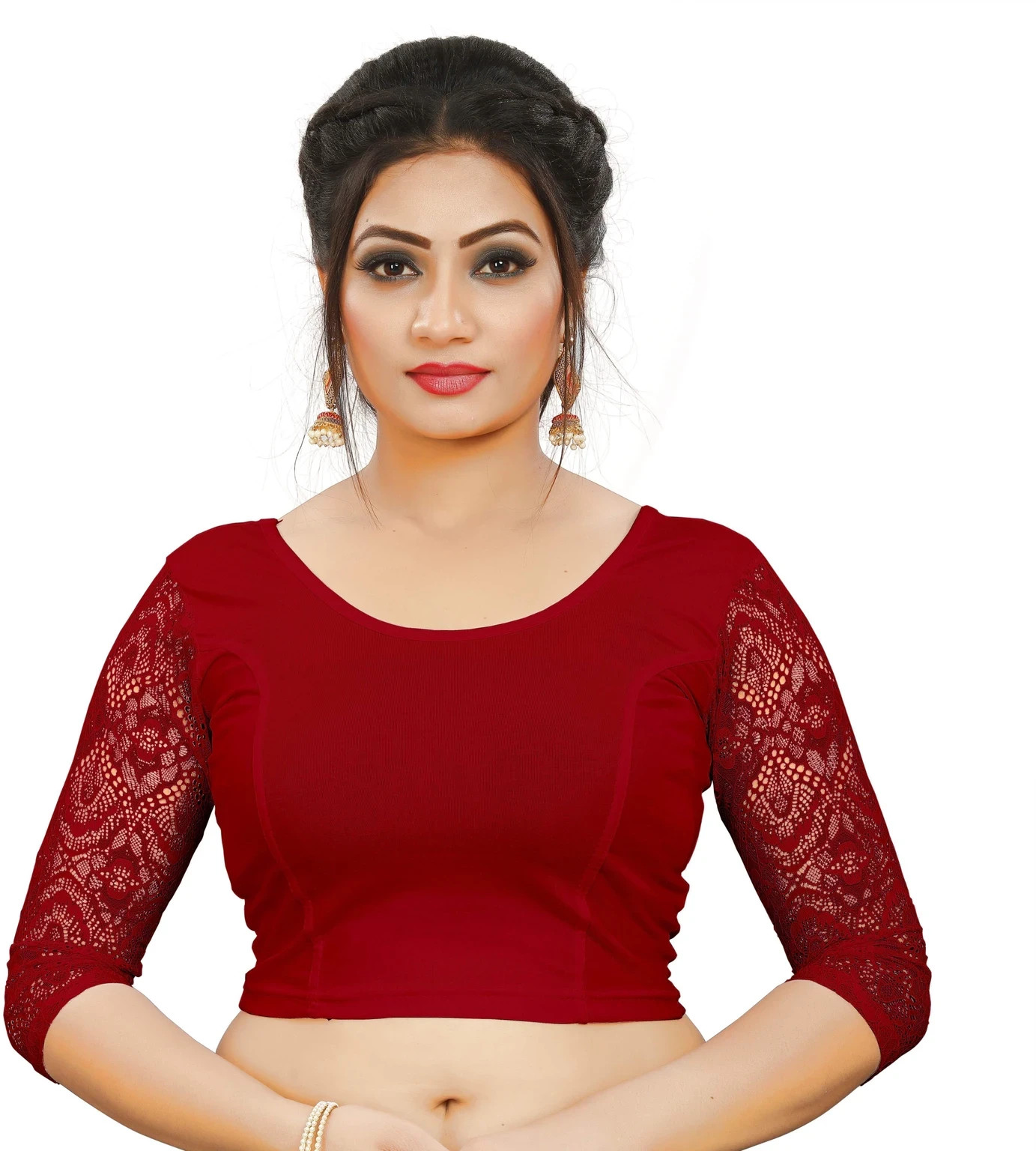 Indian Women’s Round Neck Choli Bollywood Wedding Party Wear Readymade Blouse