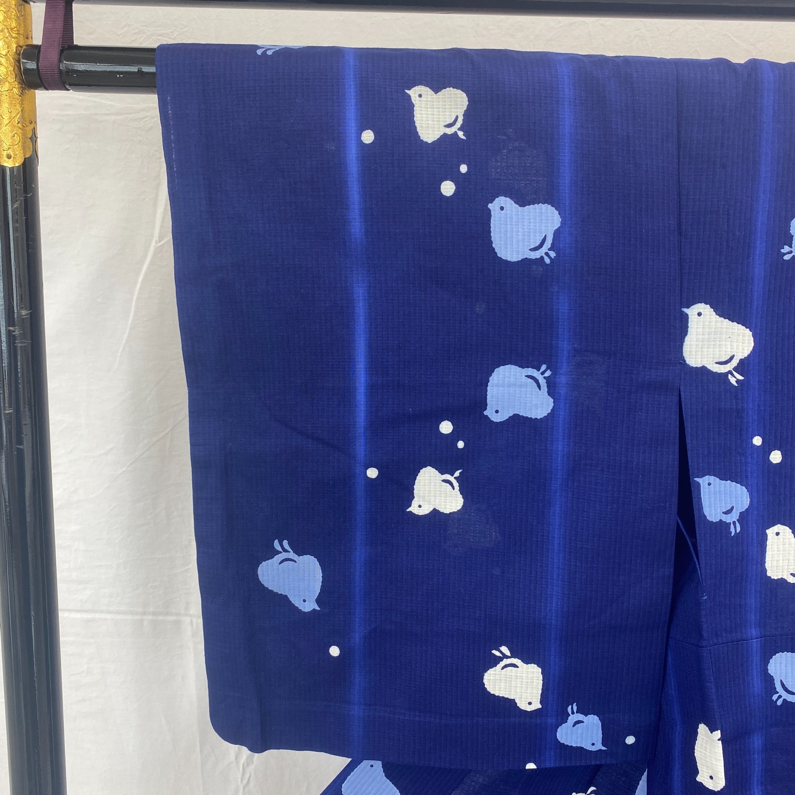 Japanese Vintage Kimono Cotton Blue No Lining Traditional Authentic Length 59 in