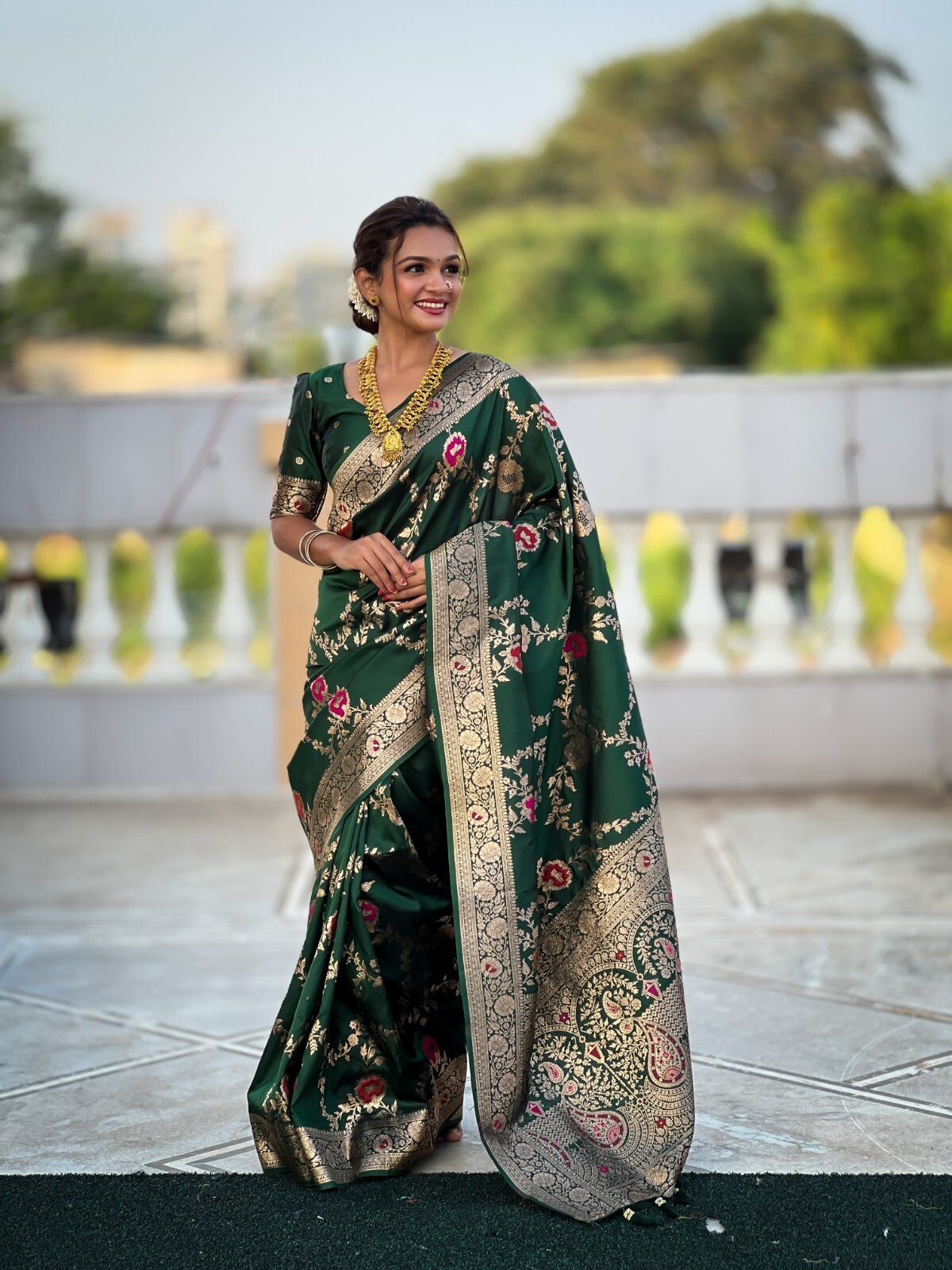 Meenakari Soft Banarasi Silk Women Sari Designer Weaving Indian Traditional Sari