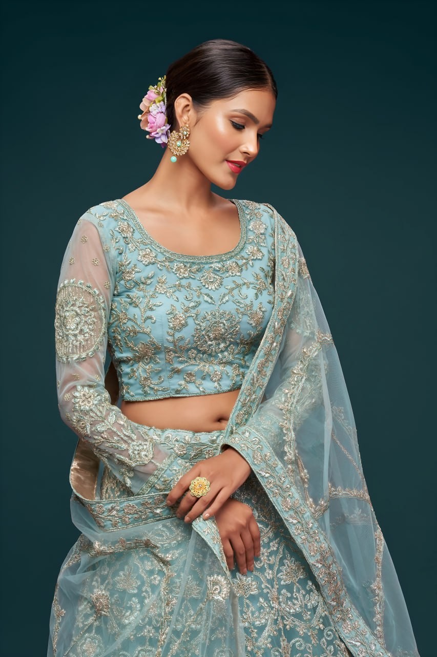 Indian Ethnic Art Silk Lehenga Choli Heavy Embroidery Outfit