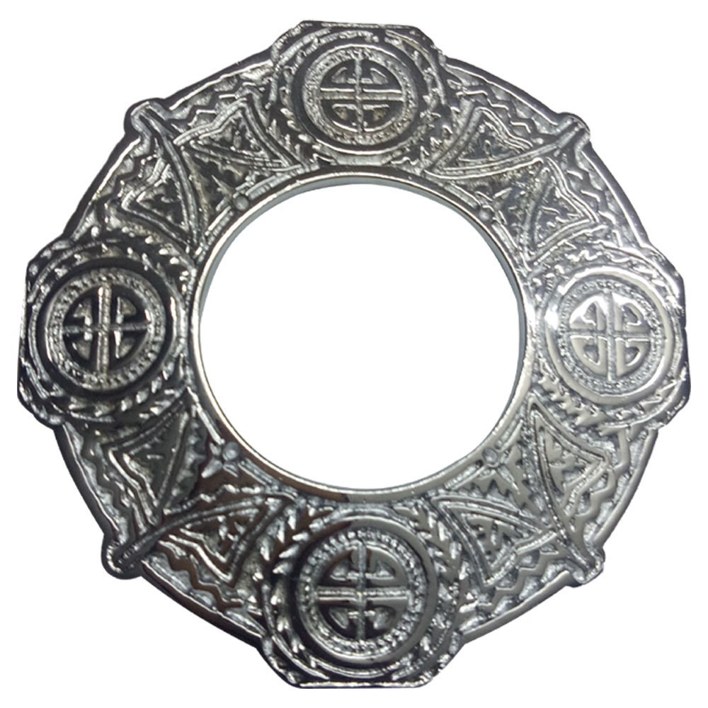 AAR Celtic Knot Chrome Finish Fly Plaid Piper Brooch for 3″ Diameter Kilt