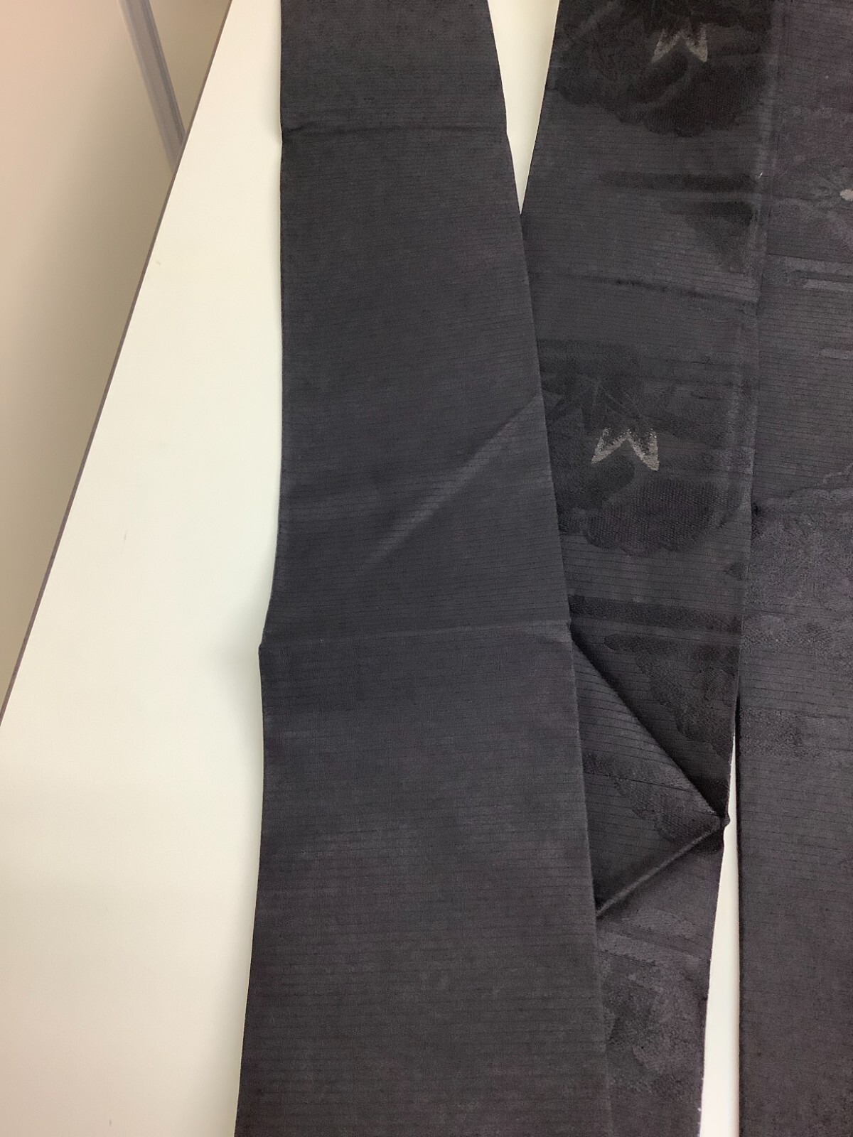 Japanese Vintage Kimono Nagoya Obi pure silk black tradition 140.9×12.5inch