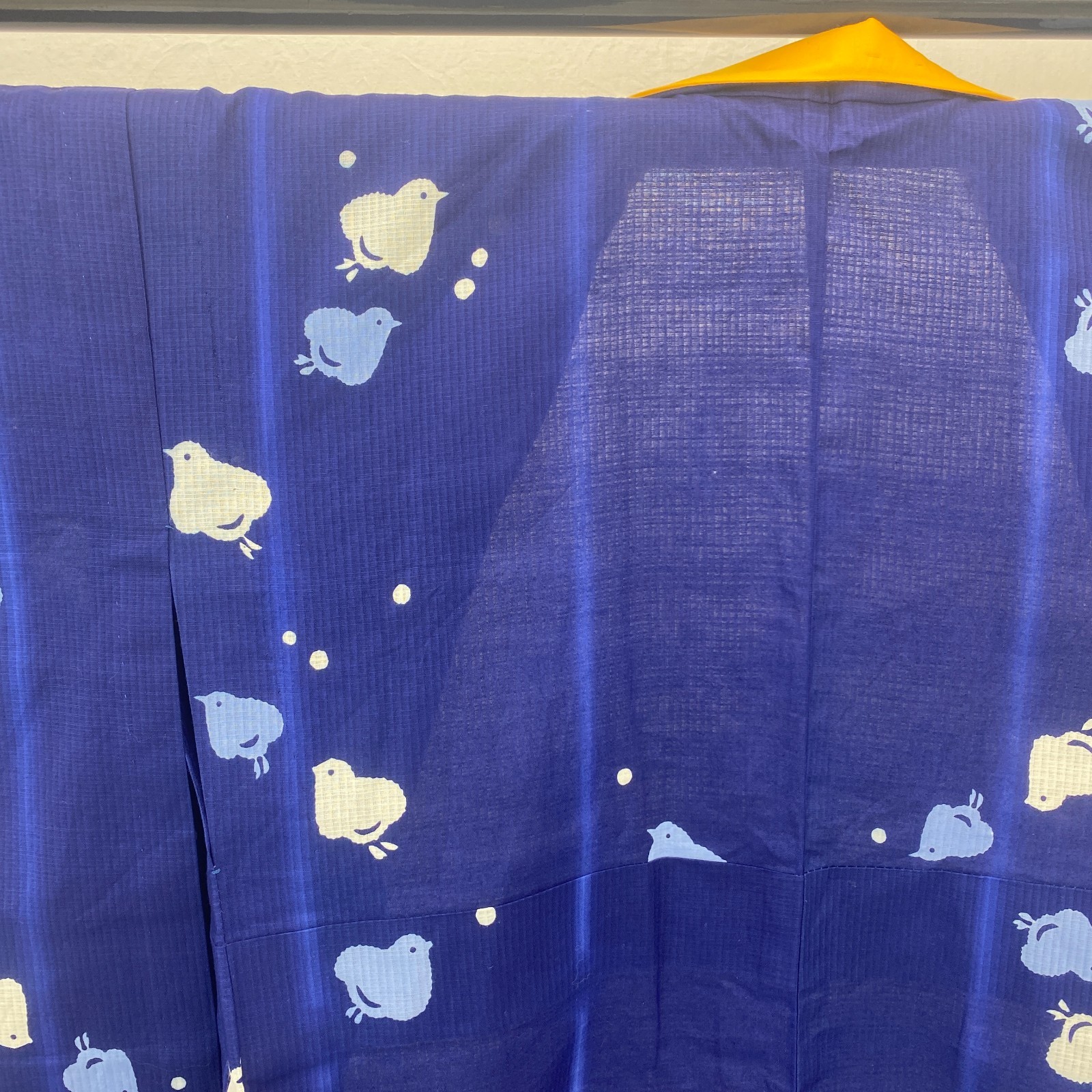 Japanese Vintage Kimono Cotton Blue No Lining Traditional Authentic Length 59 in