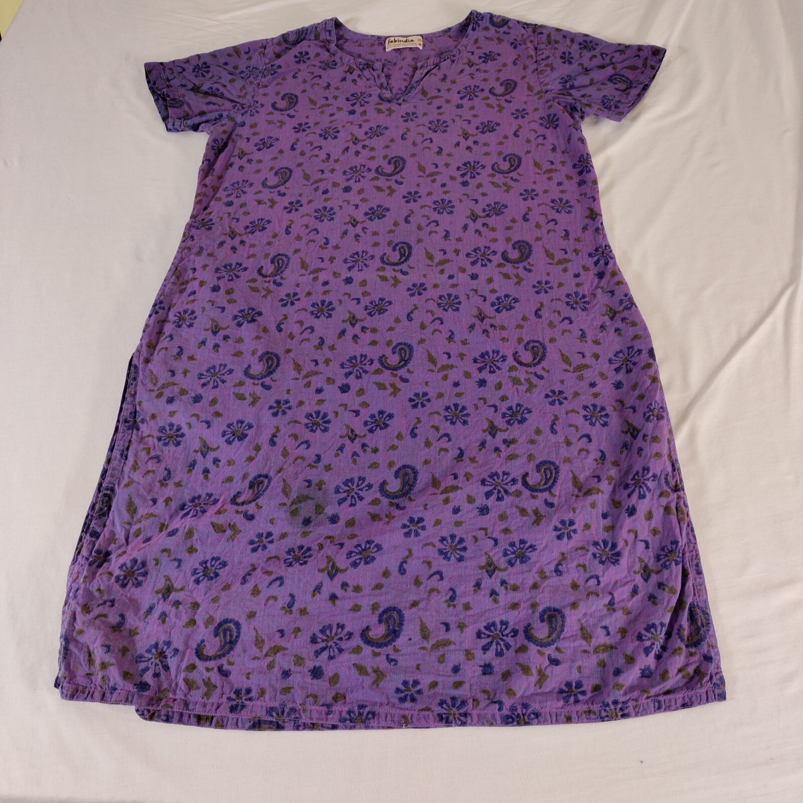 Fabindia Womens Ethnic Purple Kurta Tunic size M