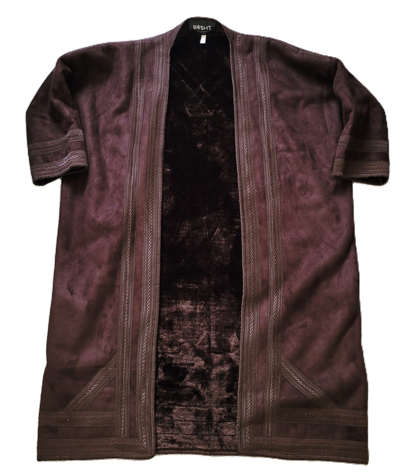 BISHT Farwa Classic Size Medium – Warm Winter Fleece Lined Coat Dark Brown Robe