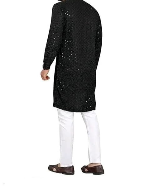 Indian Men Kurta Set Stitched Tunic Top Gents Kurta Pant with adjustable Thread