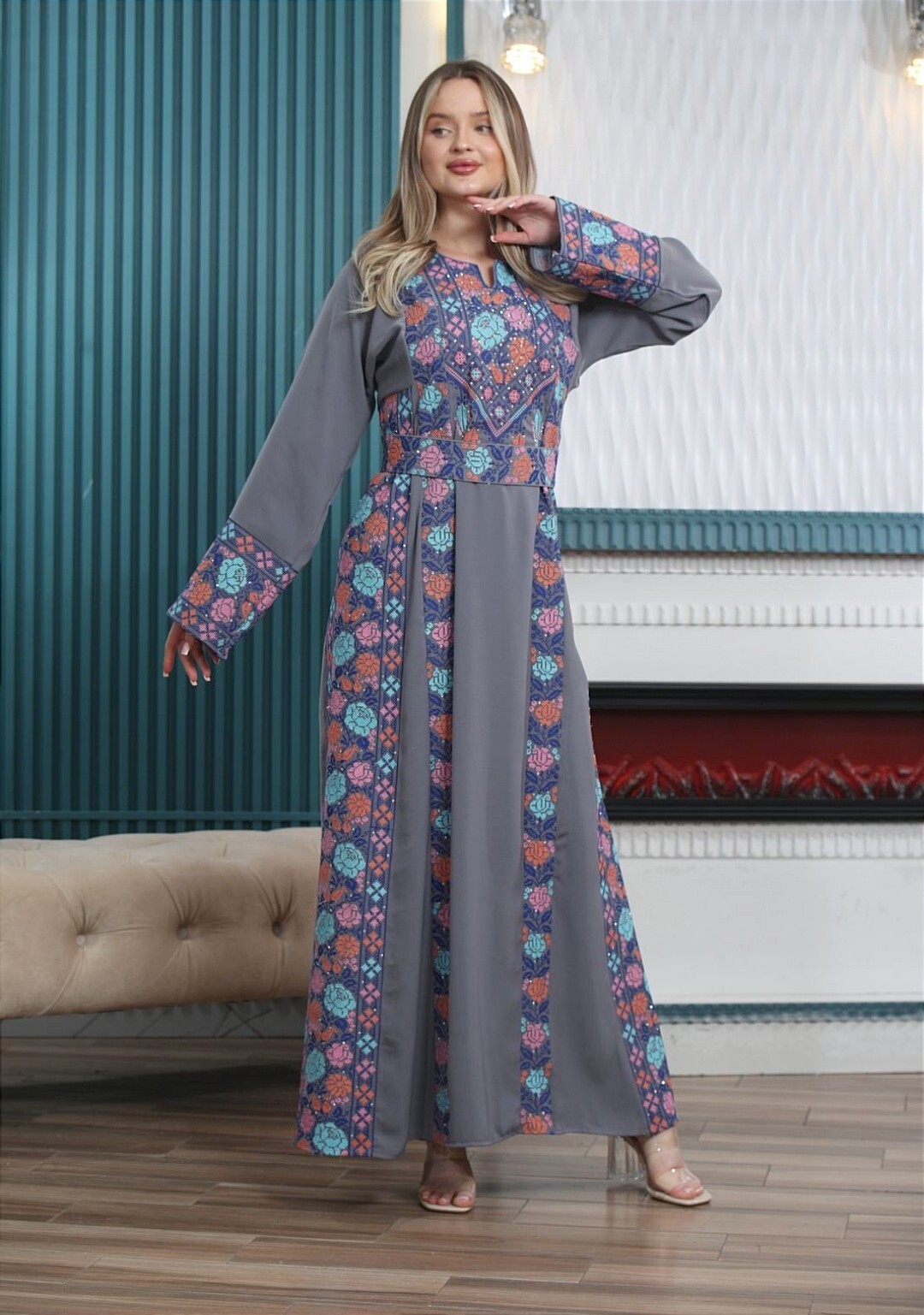 Palestinian Handmade Embroidered Arabic Abaya custom dress – Jordan Art Thobe