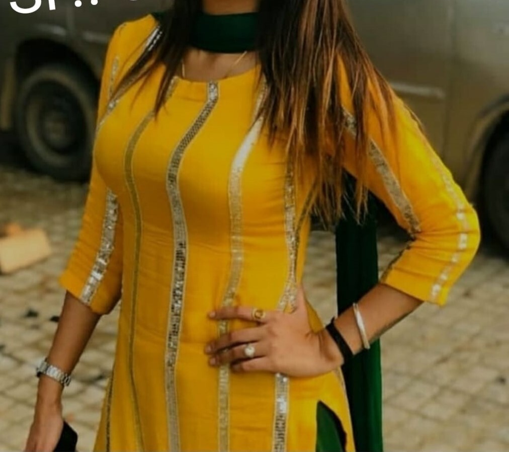 Suit 6381206 Yellow Sequins Stripes Salwar Kameez Dupatta Small Medium Size Sui