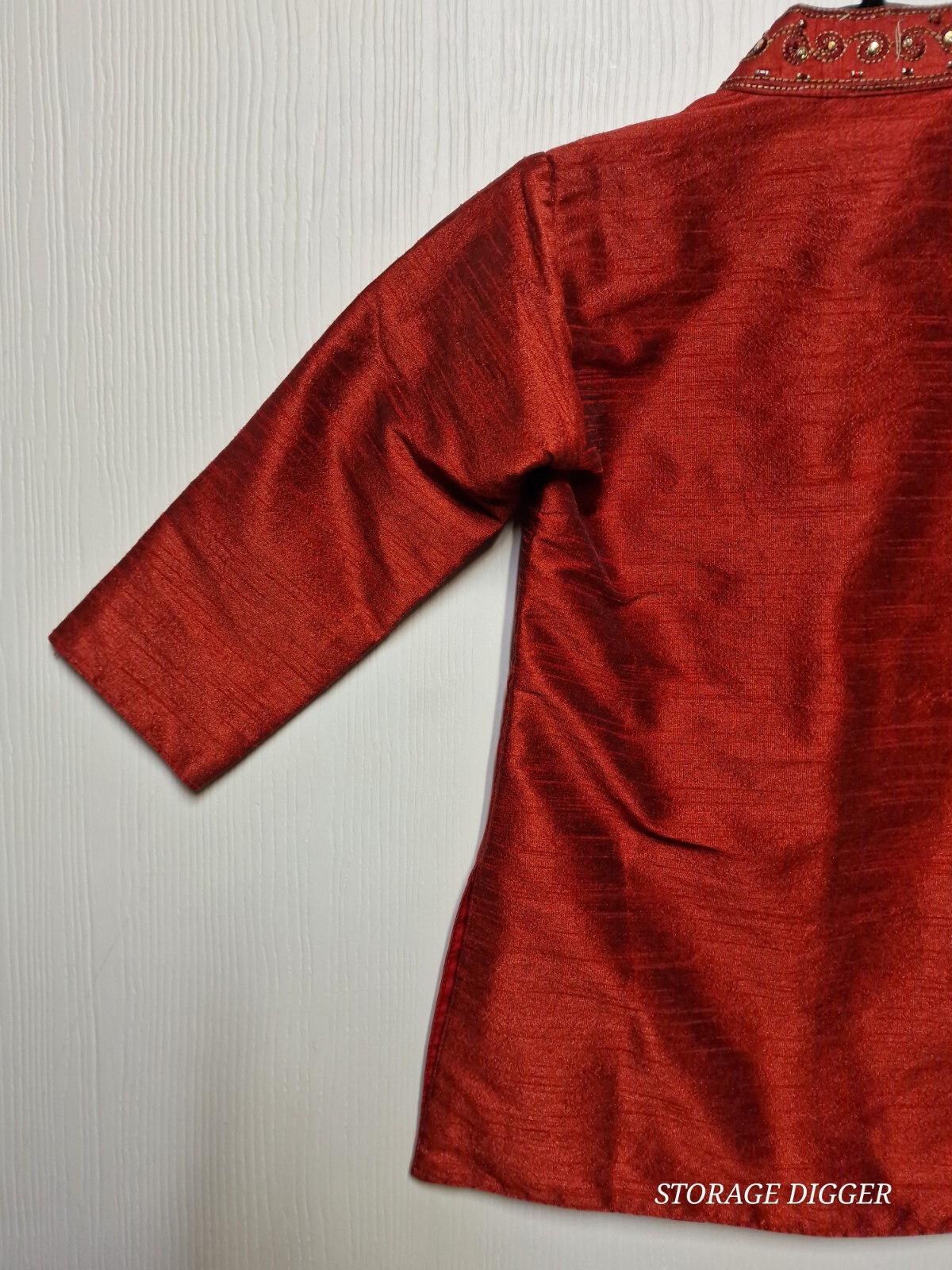 Prasad Apparels Jacket Kurta Boys 2 Maroon Lined Floral Embellished Long Sleeve