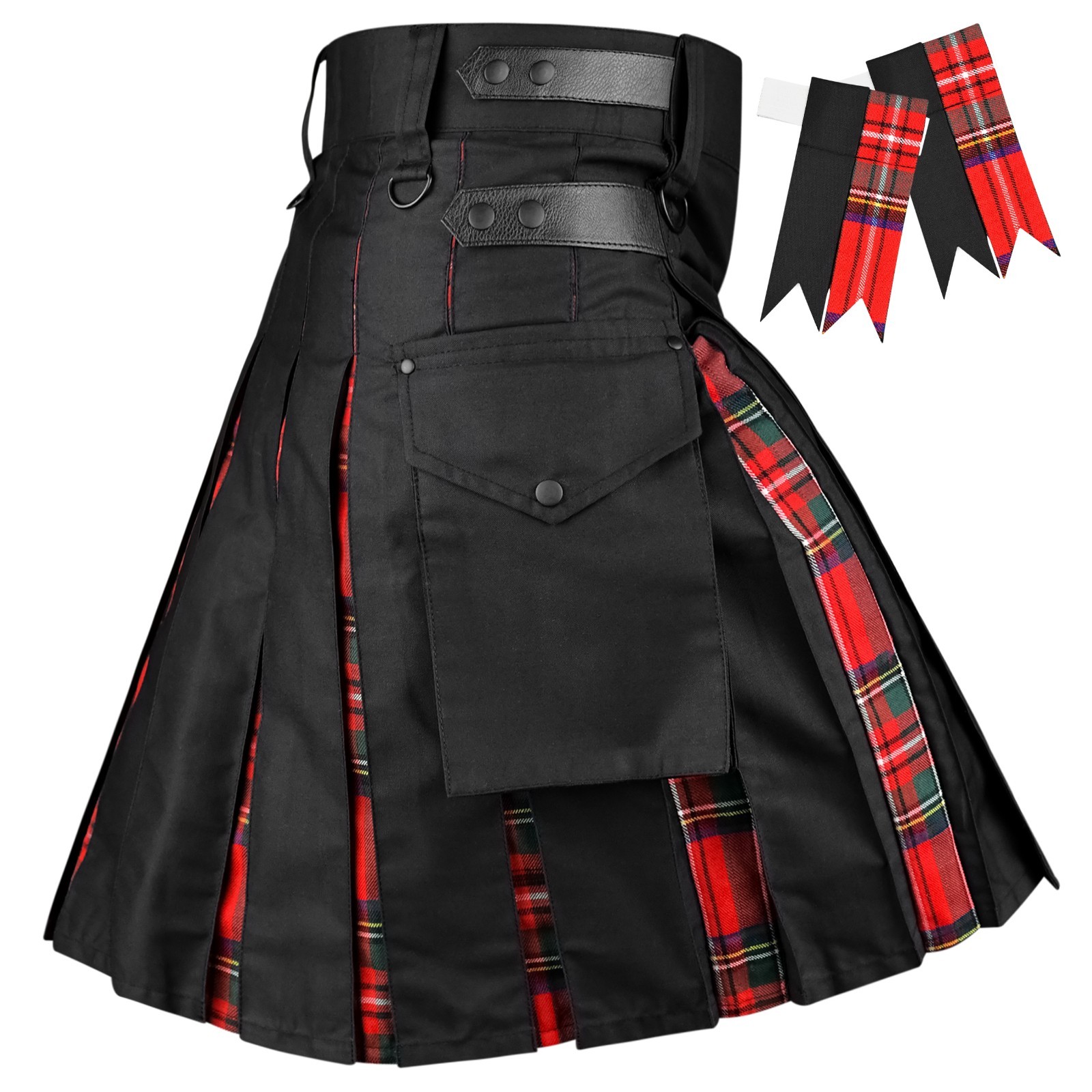 Kilt for Men Hybrid Utility Kilt with Flashes – Royal Stewart