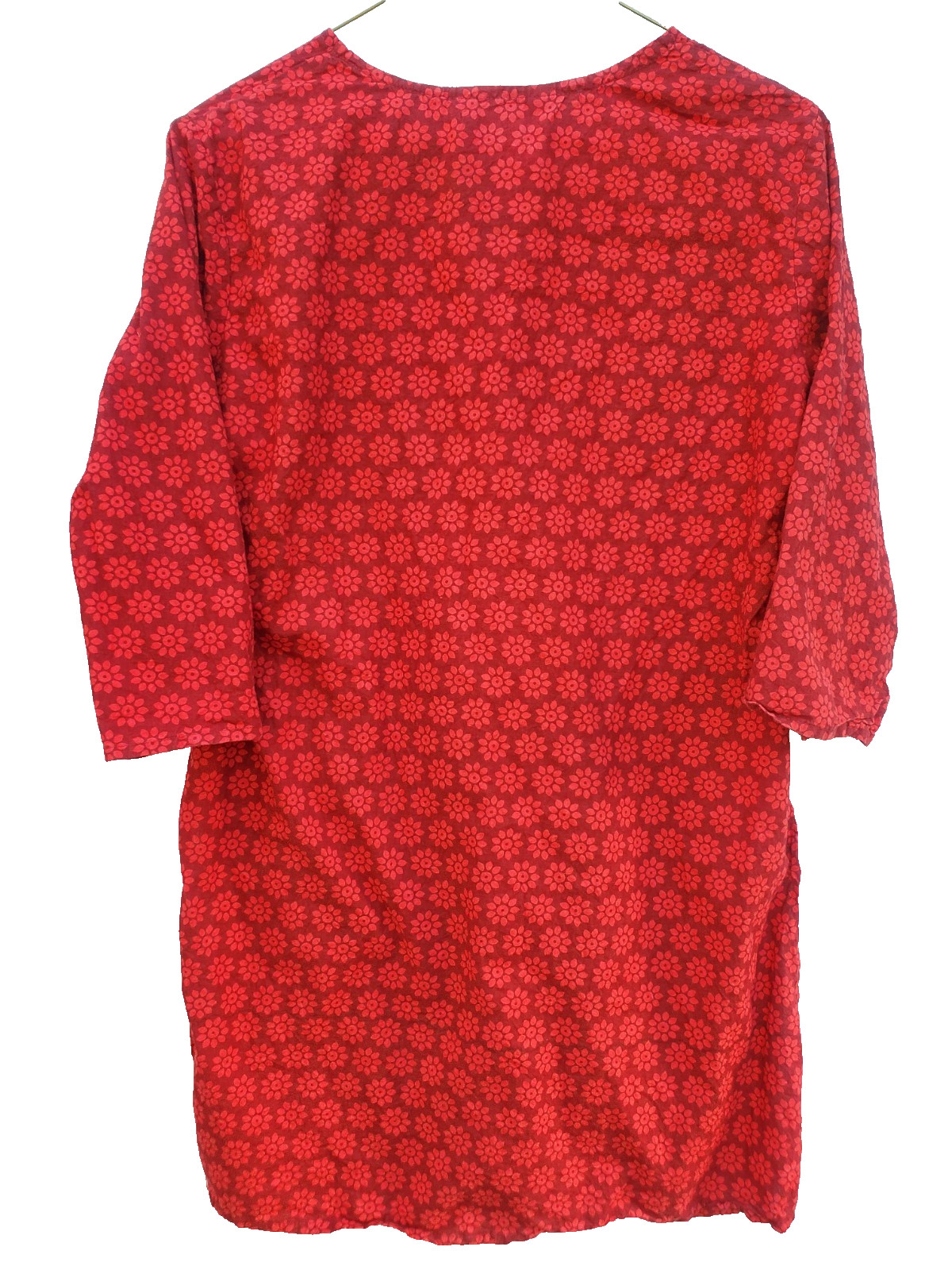 SRISHTI 100% Cotton Printed Kurta Large red floral pattern 3/4 sleeve