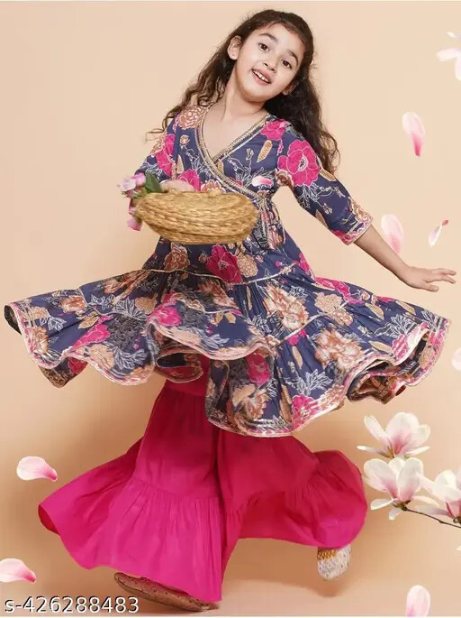 Indian Kids Traditional Beautiful New Sarara Sets For Ethnic Wear For Girls