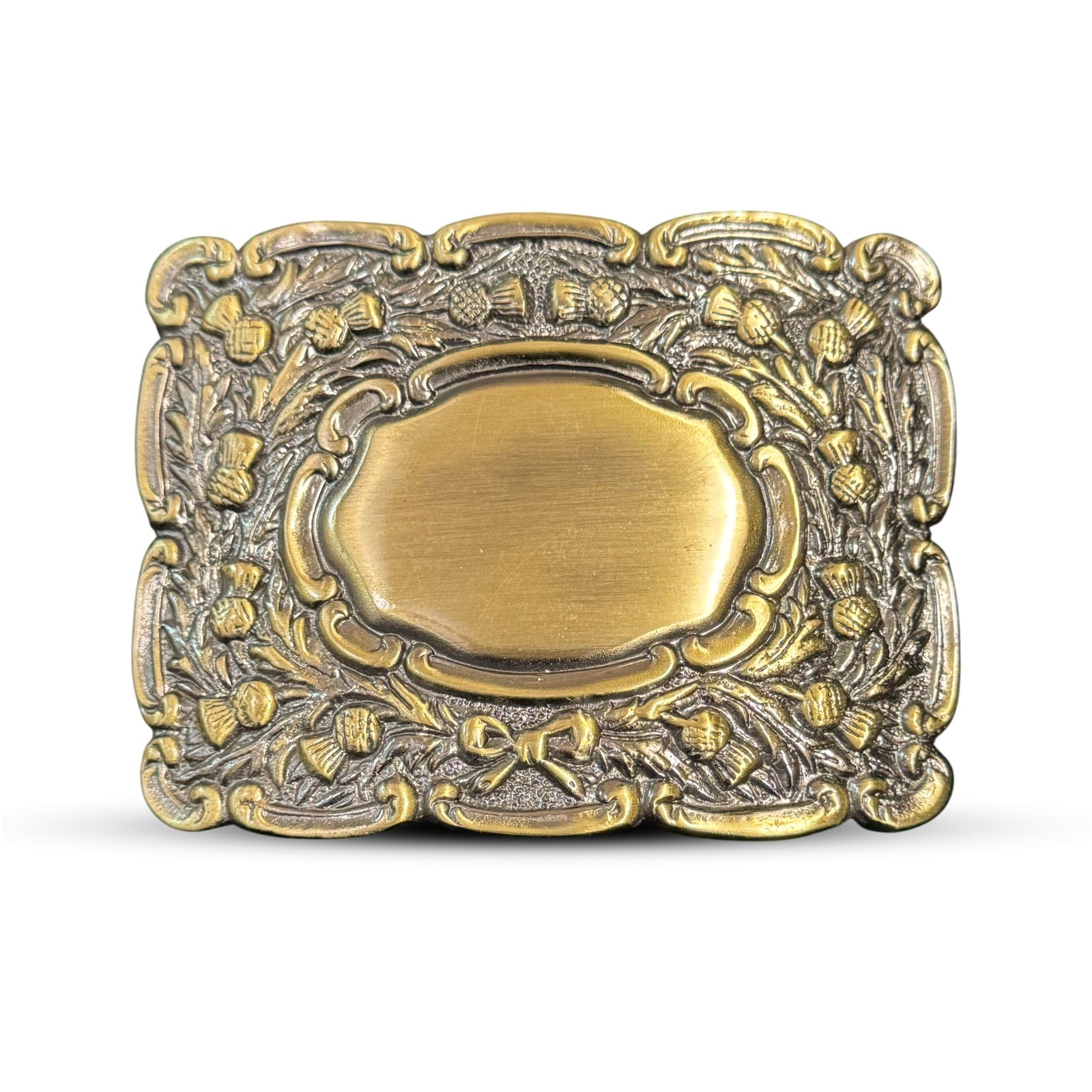 Scottish Highland THISTLE OVAL Kilt Belt Buckle Brass Antique Finished