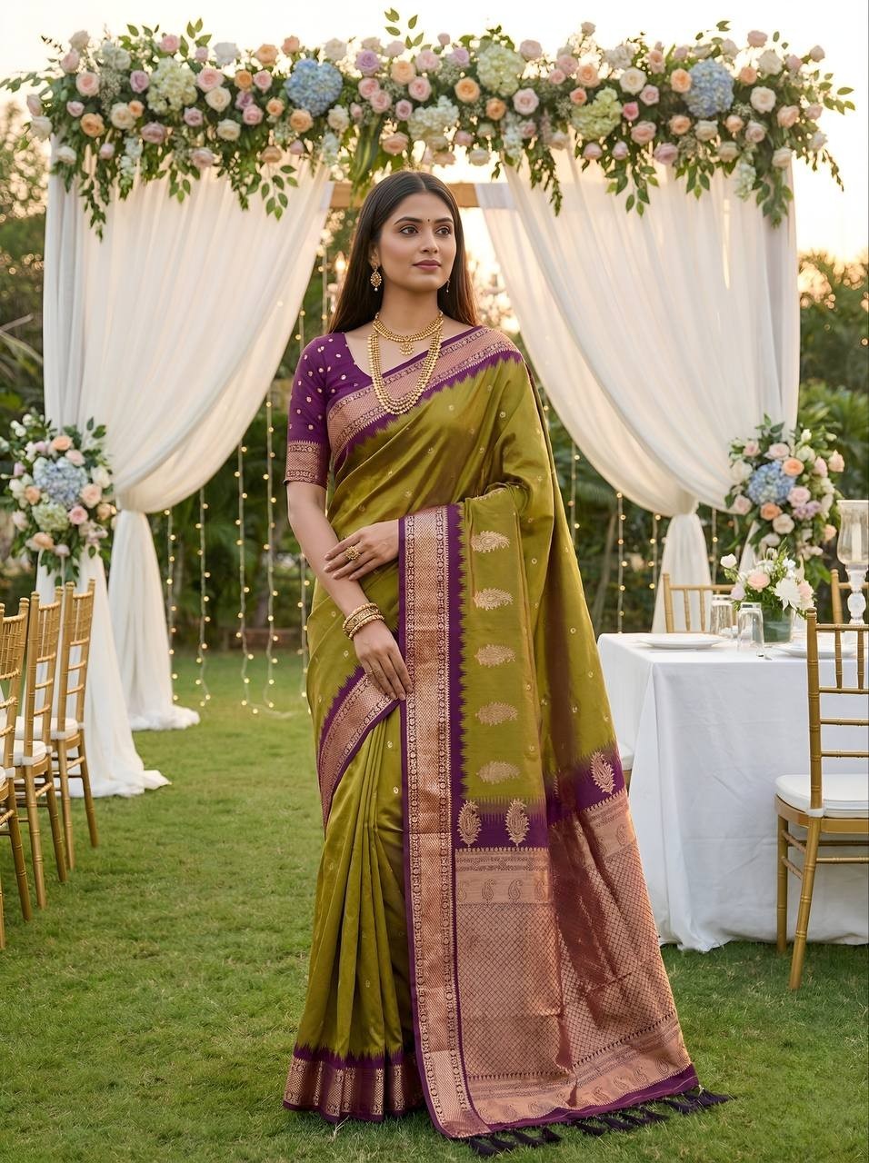 Latest New Soft Banarasi Silk Designer Saree With Blouse For Functional Wear