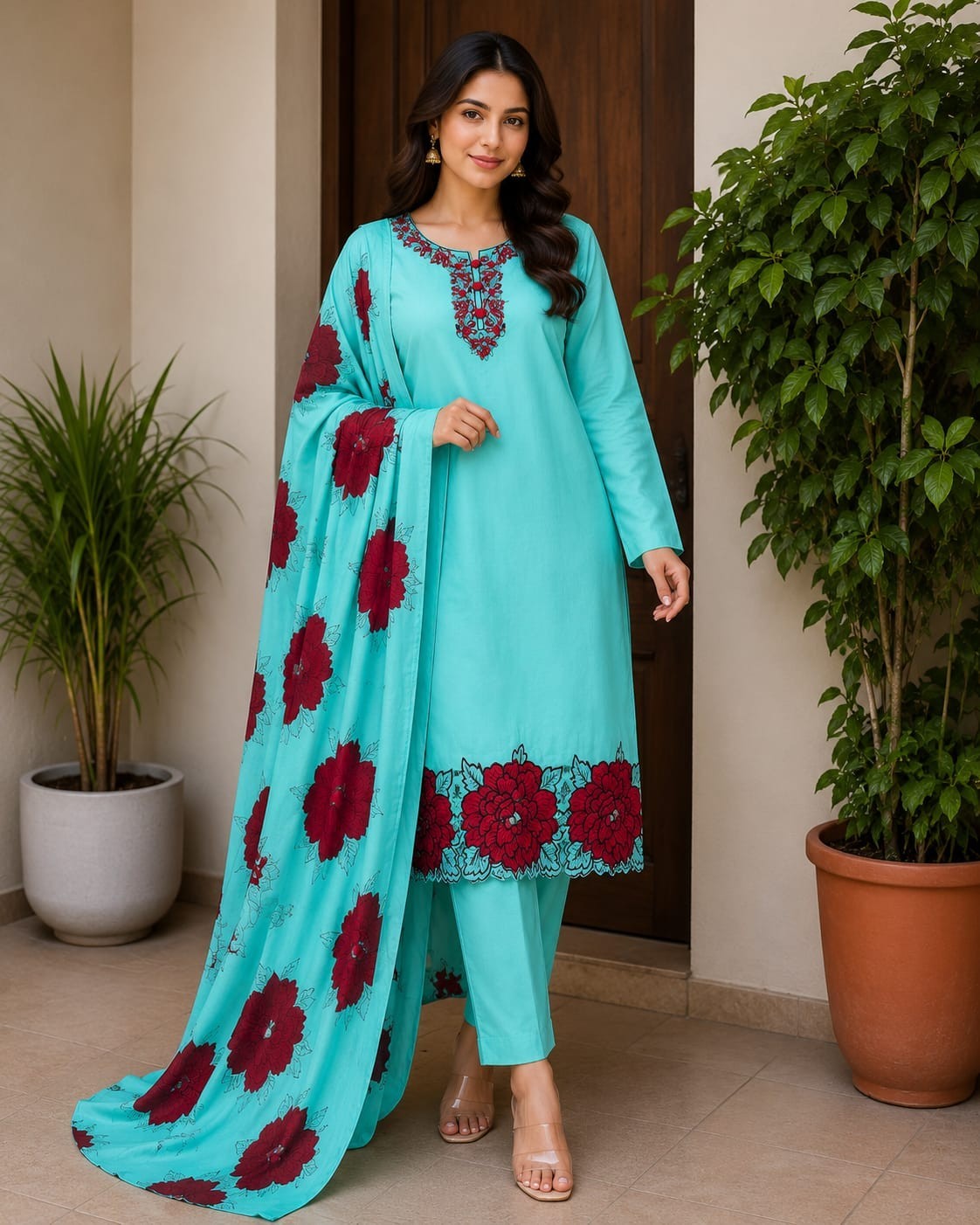 Salwar Kameez Muslin Fabric Trendy Pakistan Punjabi Indian Designer Readymade