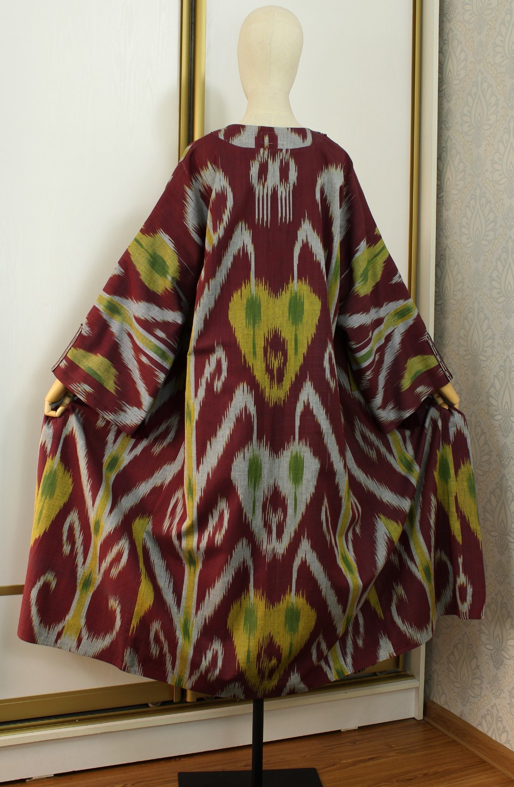 Uzbek ikat chapan/Cotton jacket/Boho ikat coat/Ethnic abaya cape/Tribal kimono