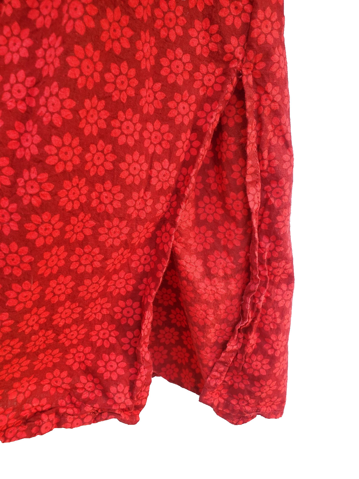 SRISHTI 100% Cotton Printed Kurta Large red floral pattern 3/4 sleeve