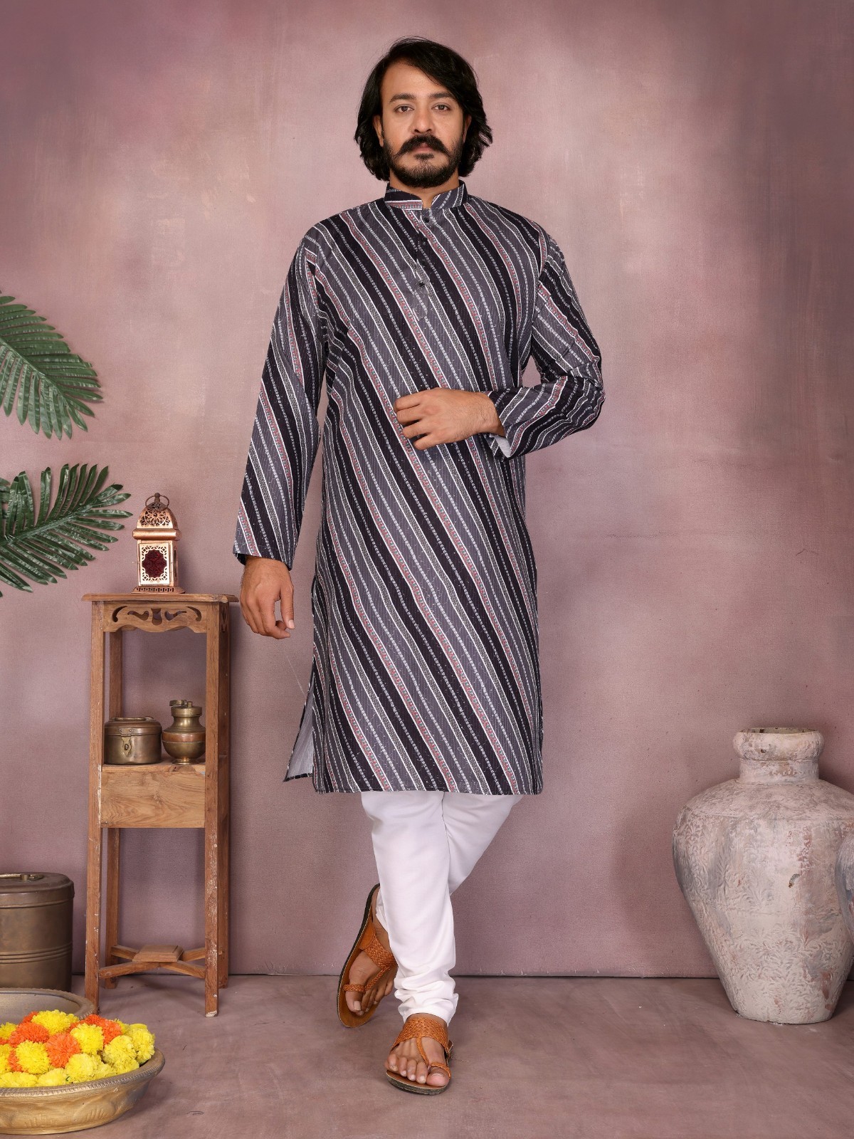 Indian Pure Cotton Kurta Pajama For Men’s Wedding Wear Fancy rayon ReadyMade