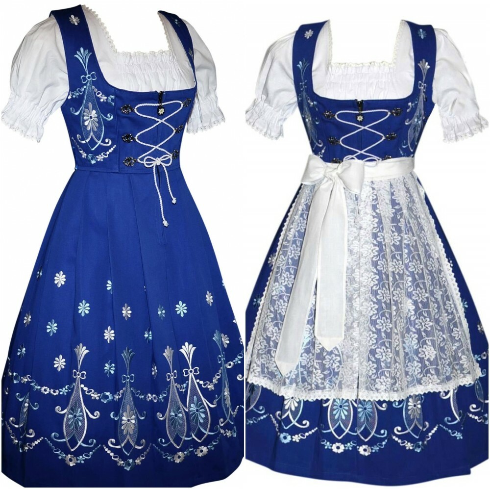 XS S M L XL 2XL CLASSY Embroidered German Dirndl Dress Oktoberfest Festival LONG