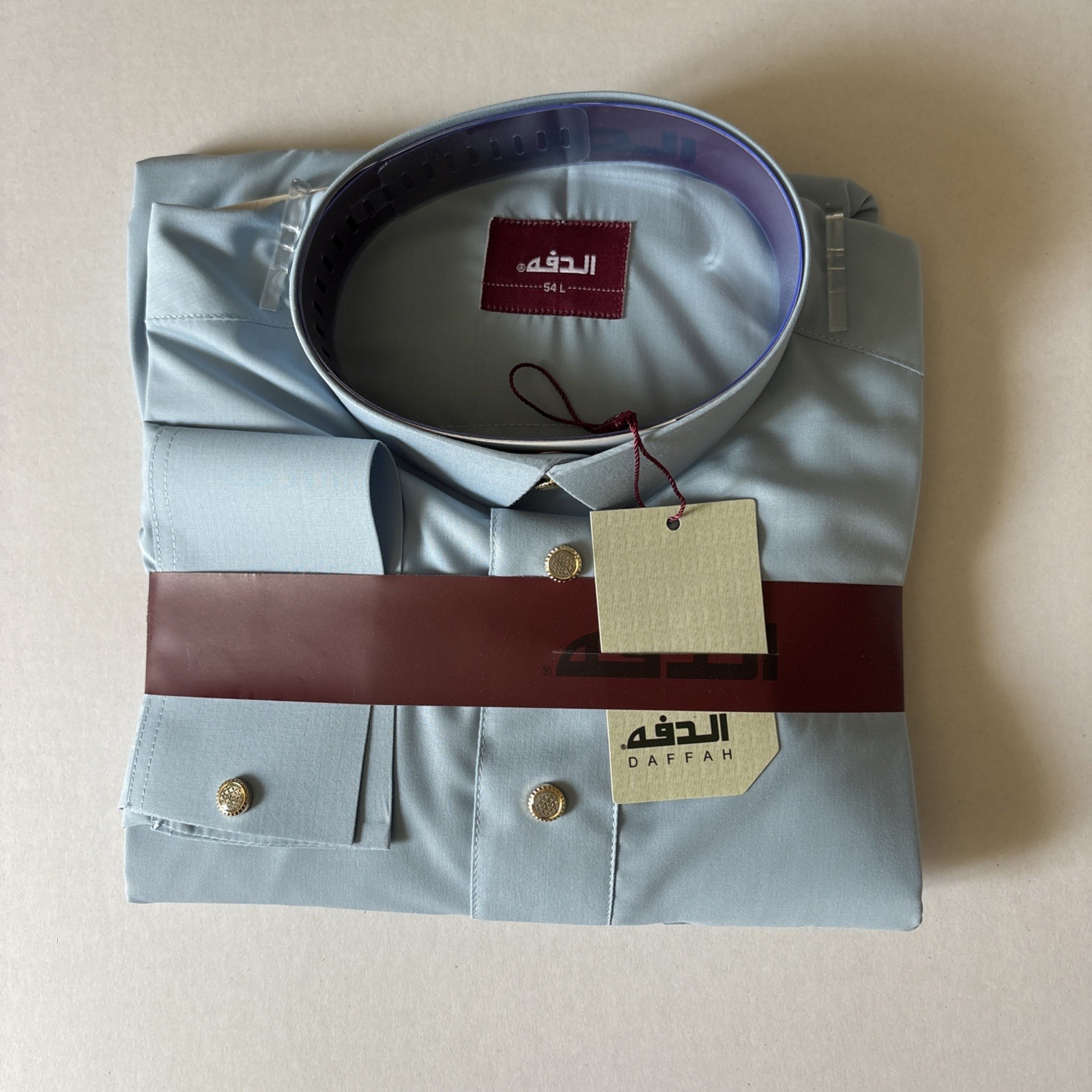 MEN Size 54L DAFFAH High Quality ALL SEASON Thobe CUFF SLEEVE SHIRT COLAR