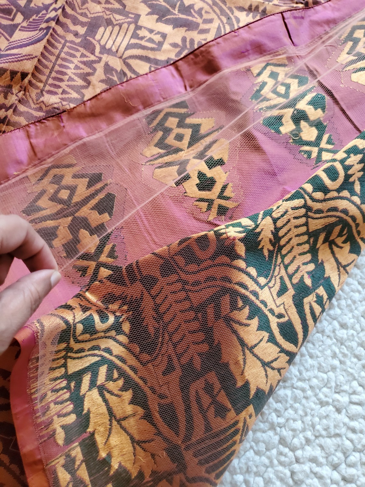 Women Pure Silk Valkalam Saree Threadwork No Zari Vintage Designer Handloom