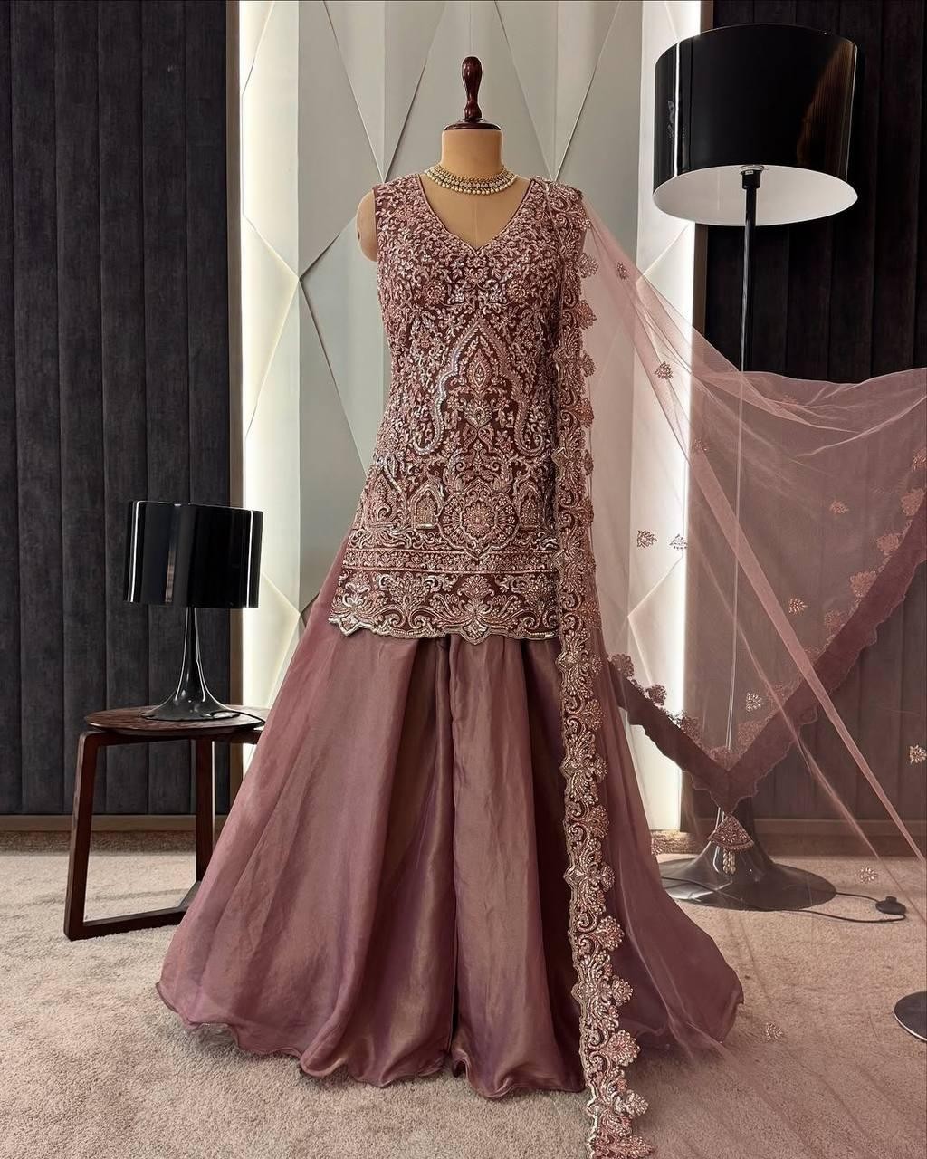 Function Wear Heavy Star Georgette Palazzo Suit With Dupatta For Women & Girls