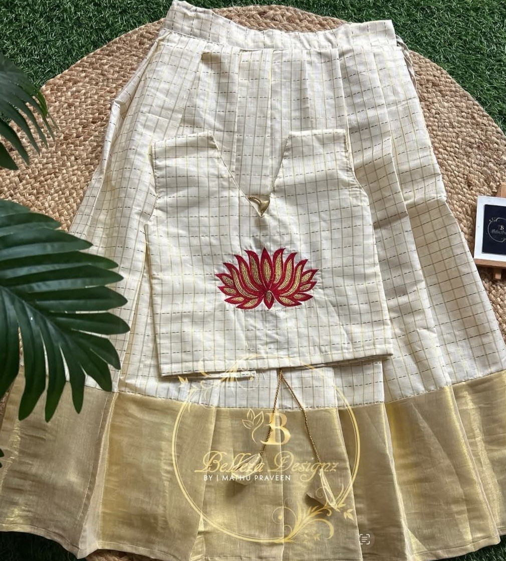 Limited Stock Elegant Embroidery on Top & skirt for Kids Girls(7- 8 years old)