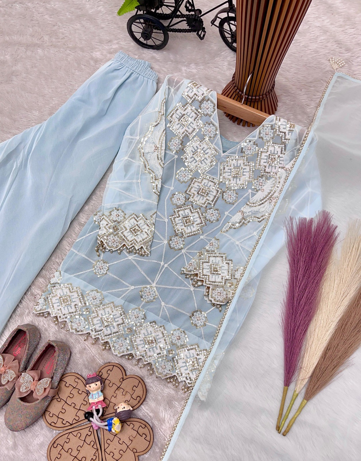 Readymade kids girls top plazzo party wear eid indian girls designer dress