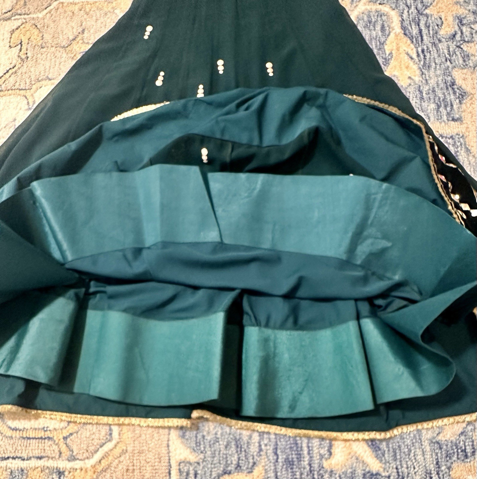Indian Wedding Guest Dress W Matching Dupatta/Wrap S Green Embellished Gold
