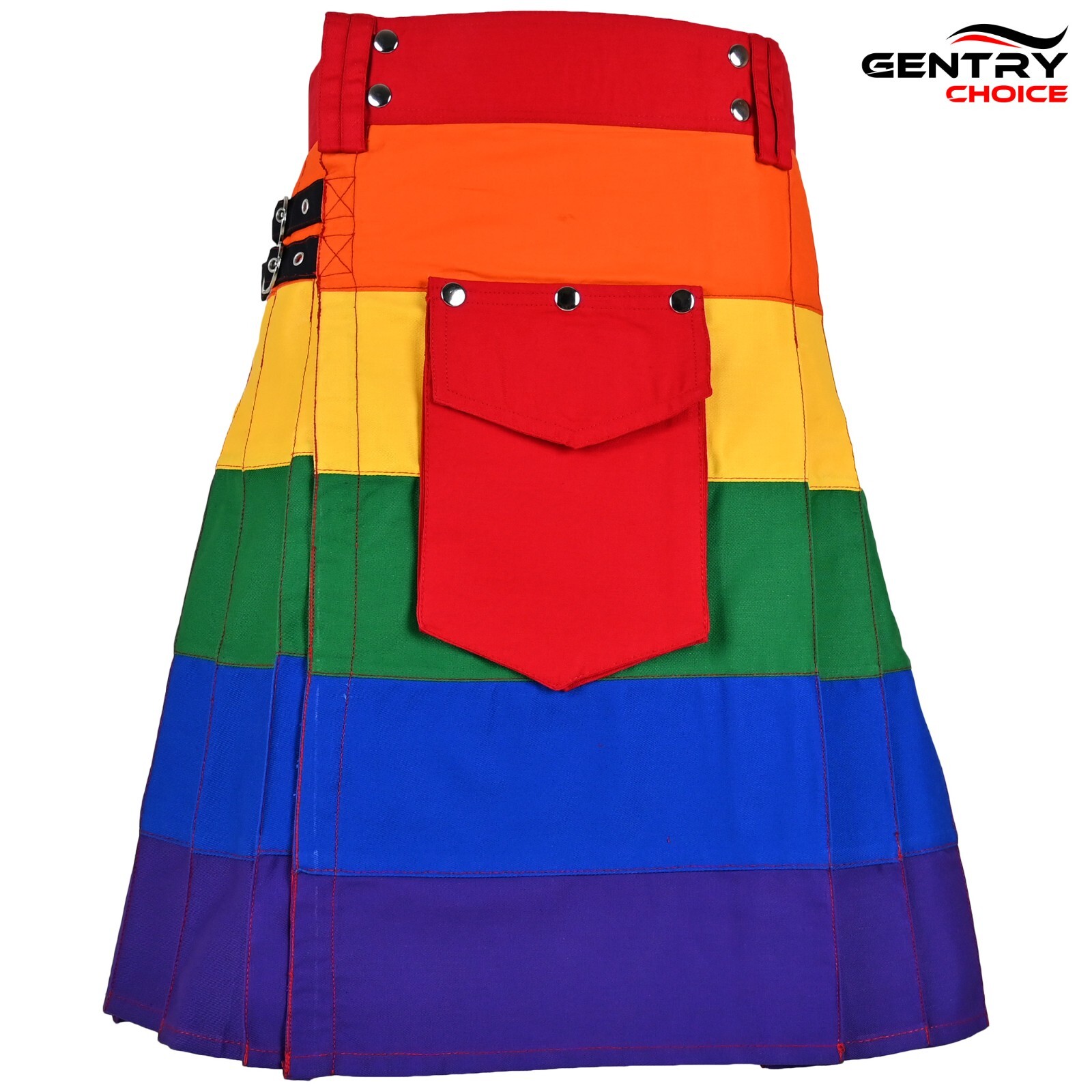 Hybrid Cargo Kilt Rainbow Round Pleated Kilt Traditional Highlander Outfit