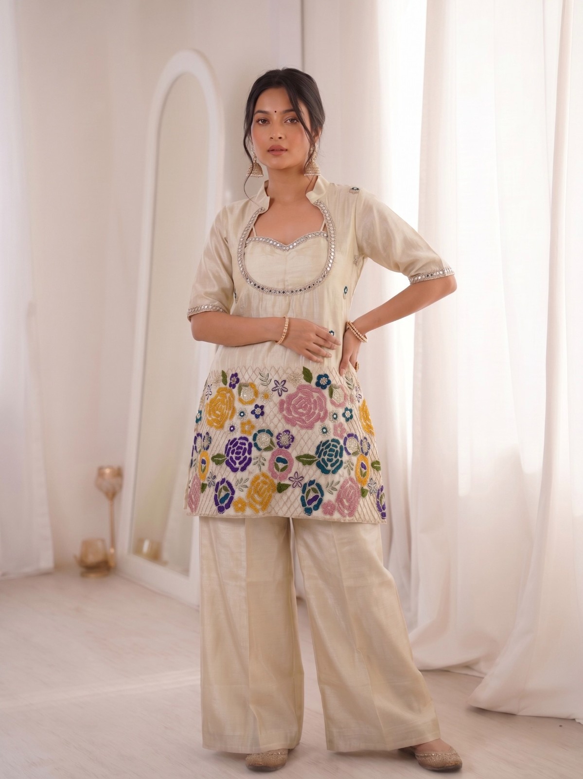 Presenting Designer Silk Salwar Kameez With Dupatta For Wedding Wear Real Mirror