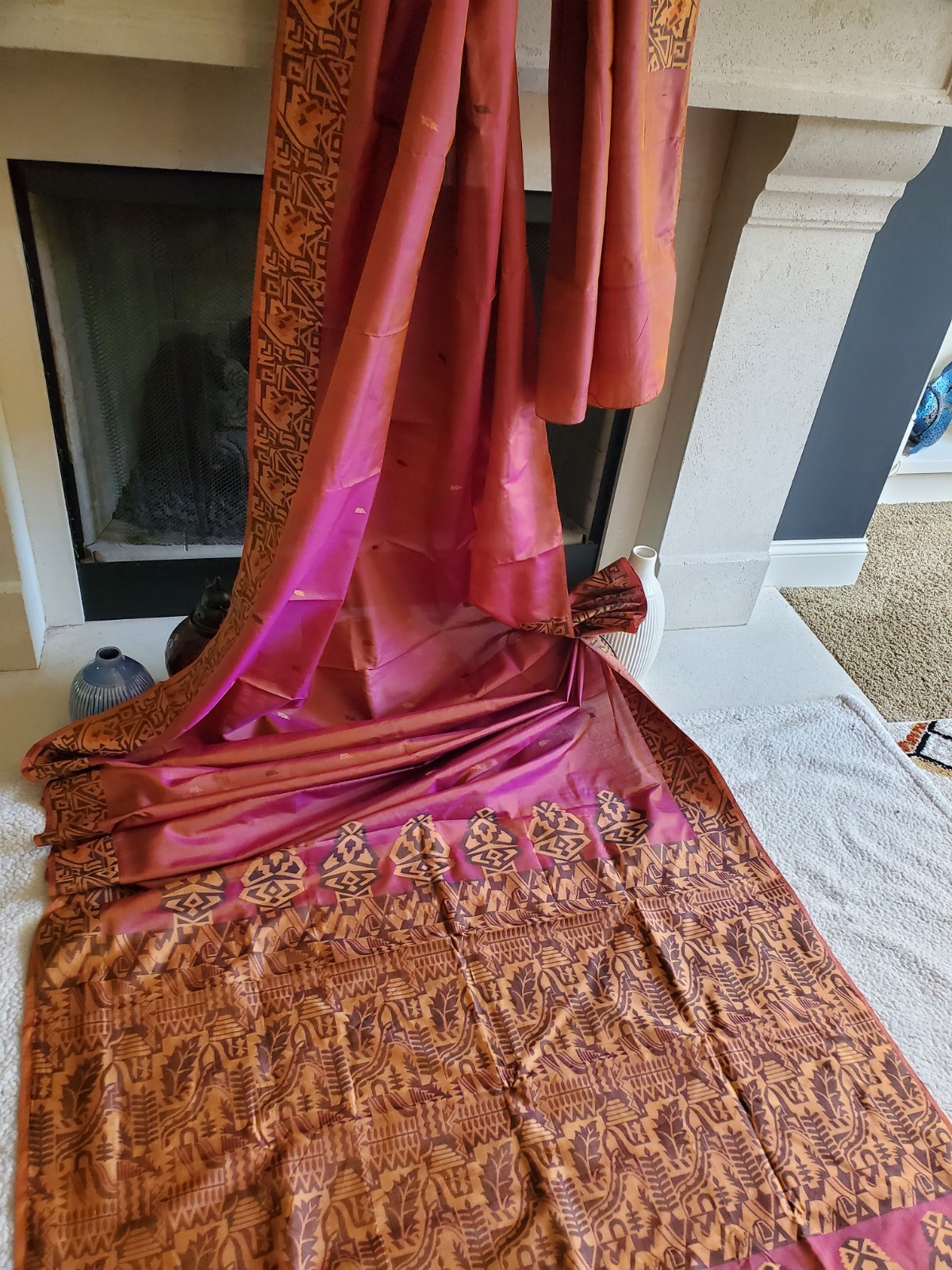 Women Pure Silk Valkalam Saree Threadwork No Zari Vintage Designer Handloom